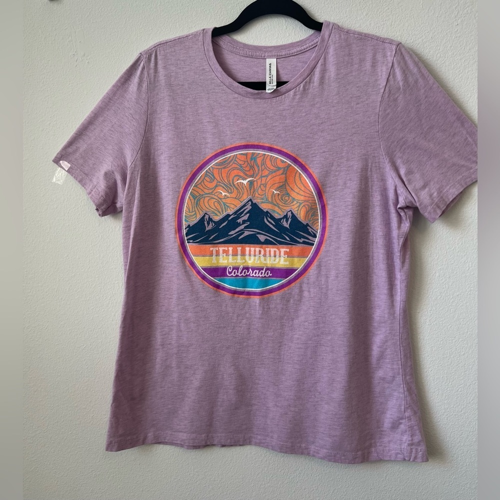 Bella Canvas Large Purple Graphic Crew Neck Short-Sleeve Tee (0695) - Picture 2 of 7